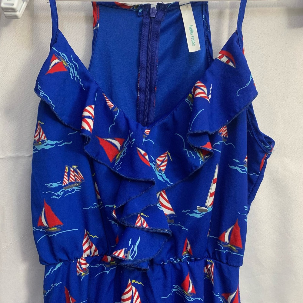 Hello Miss Sailboat Dress Ruffles and Spaghetti Straps Size S - Picture 4 of 9